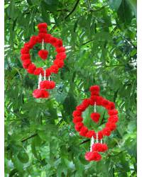 Buy Online Crunchy Fashion Earring Jewelry Amroha Craft Light yellow- Red Garland Mala - Pack of 5 Artificial Flowers CFAF0006
